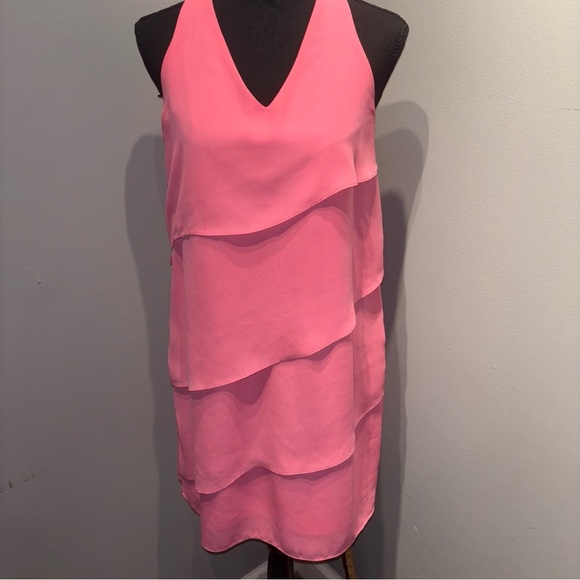 Charming Charlie Pink Sleeveless Dress Ruffle‎ Tier Barbiecore Spring Easter SzS - Picture 1 of 6